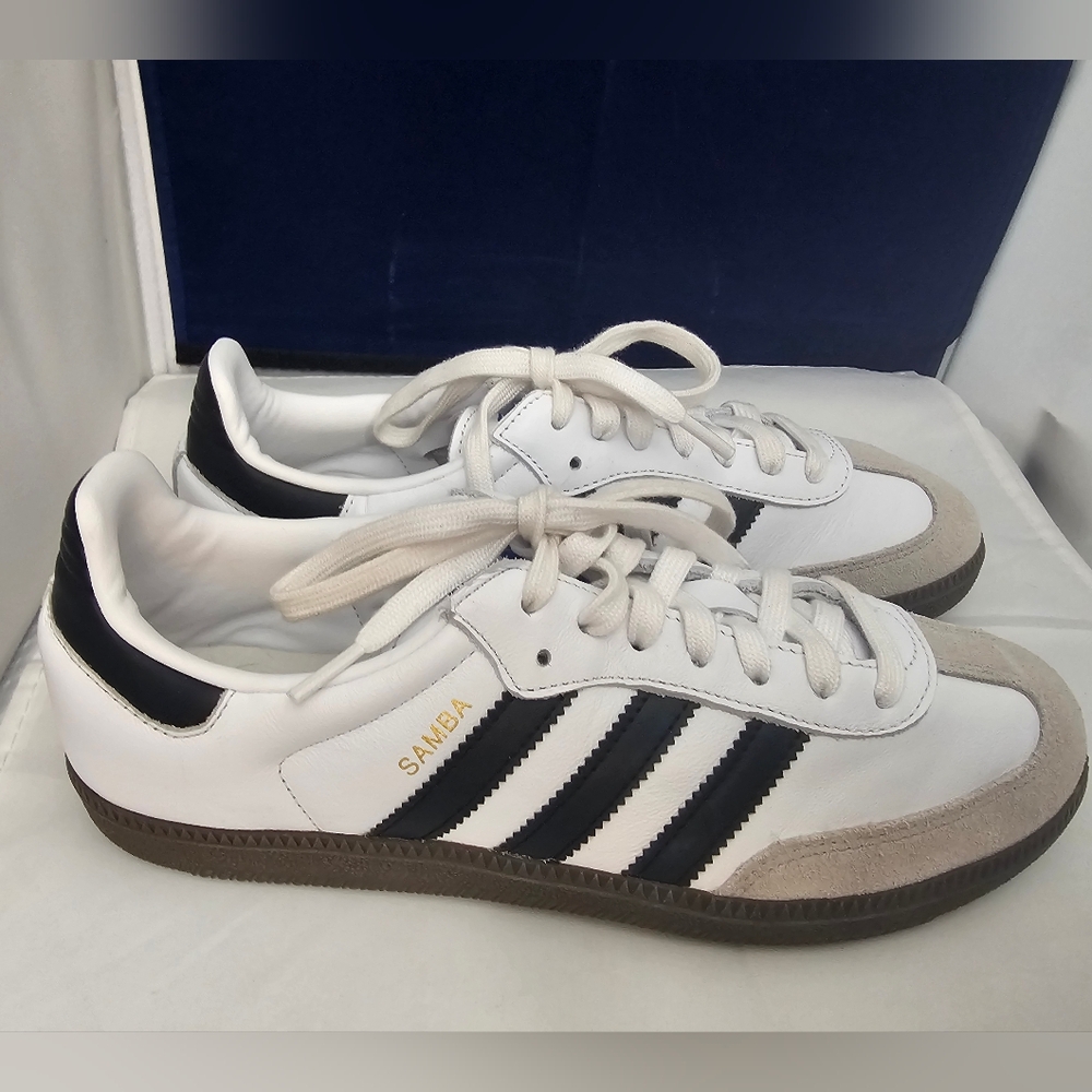 Adidas Samba White Black Sneakers Sz 9 Men's